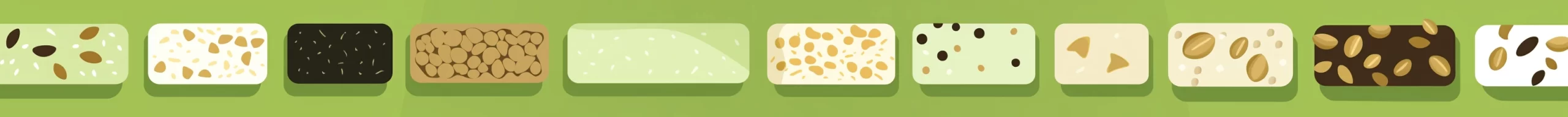 Seamless Banner of flat icons of protein bars subtle